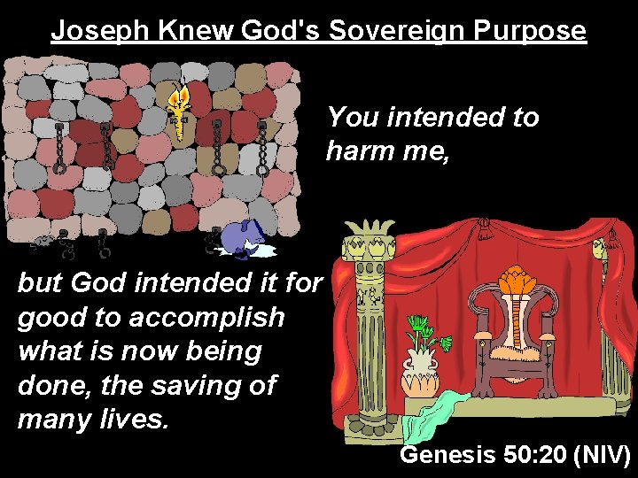 Joseph Knew God's Sovereign Purpose You intended to harm me, but God intended it