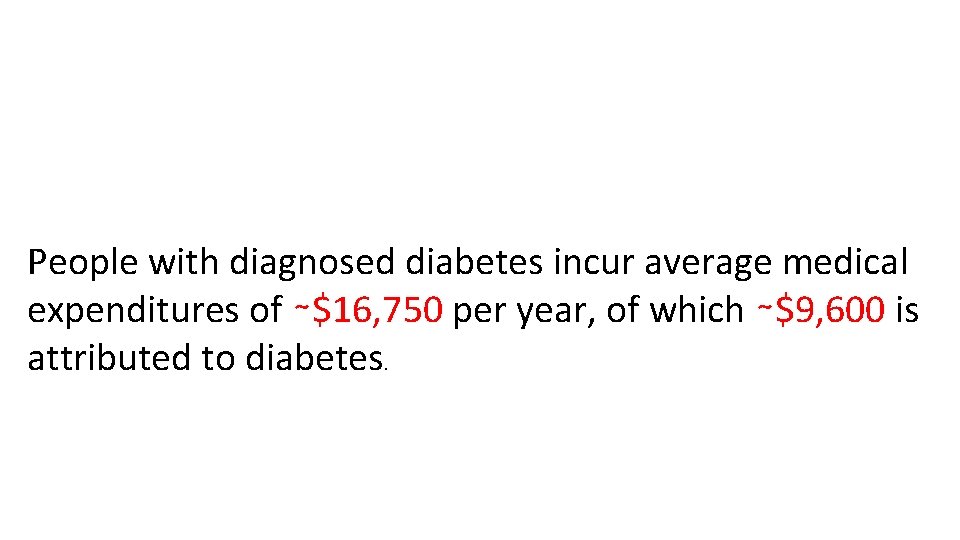 People with diagnosed diabetes incur average medical expenditures of ∼$16, 750 per year, of