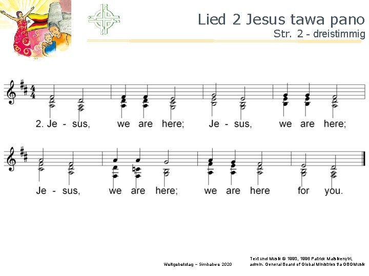 Lied 2 Jesus tawa pano Str. 2 - dreistimmig Weltgebetstag – Simbabwe 2020 Text