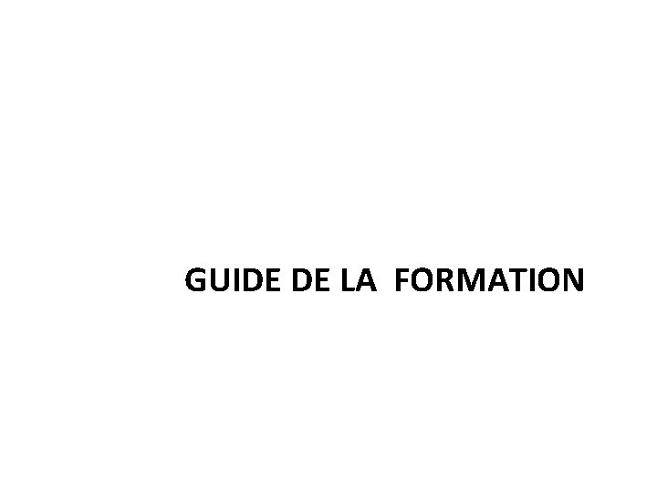  GUIDE DE LA FORMATION 