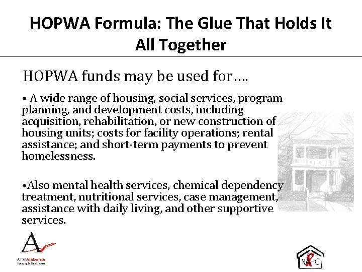 HOPWA Formula: The Glue That Holds It All Together HOPWA funds may be used