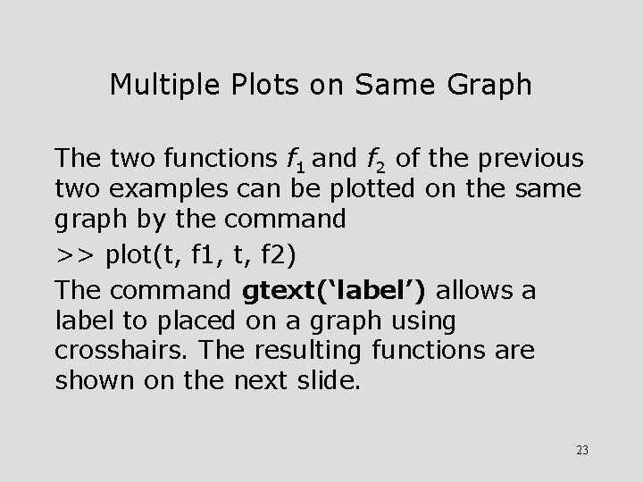 Multiple Plots on Same Graph The two functions f 1 and f 2 of