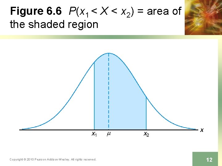 Figure 6. 6 P(x 1 < X < x 2) = area of the