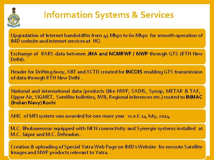 Information Systems & Services Upgradation of Internet bandwidths from 45 Mbps to 60 Mbps