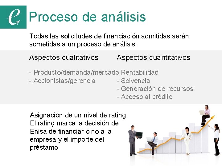 Proceso de análisis Todas las solicitudes de financiación admitidas serán sometidas a un proceso