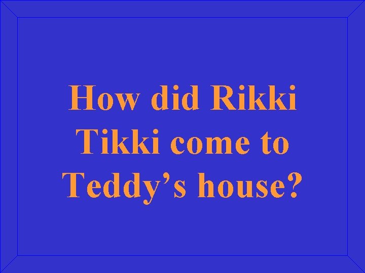 How did Rikki Tikki come to Teddy’s house? 