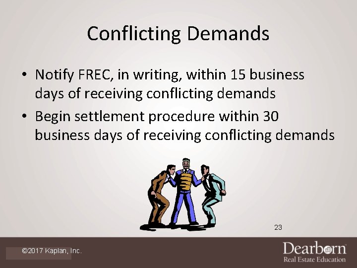 Conflicting Demands • Notify FREC, in writing, within 15 business days of receiving conflicting