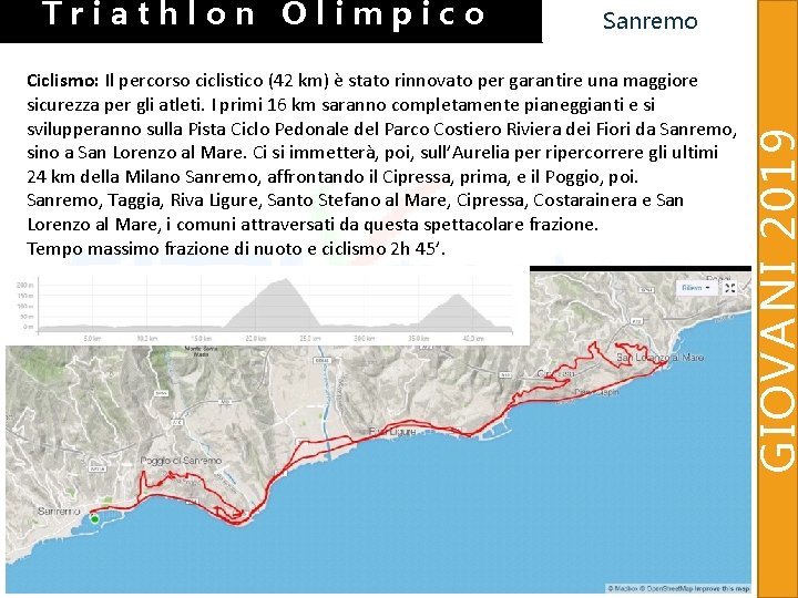 Sanremo Ciclismo: Il percorso ciclistico (42 km) è stato rinnovato per garantire una maggiore