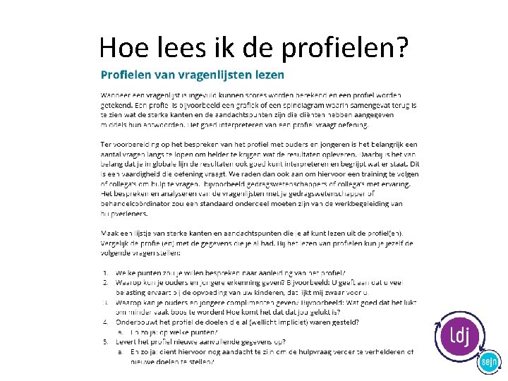 Hoe lees ik de profielen? 