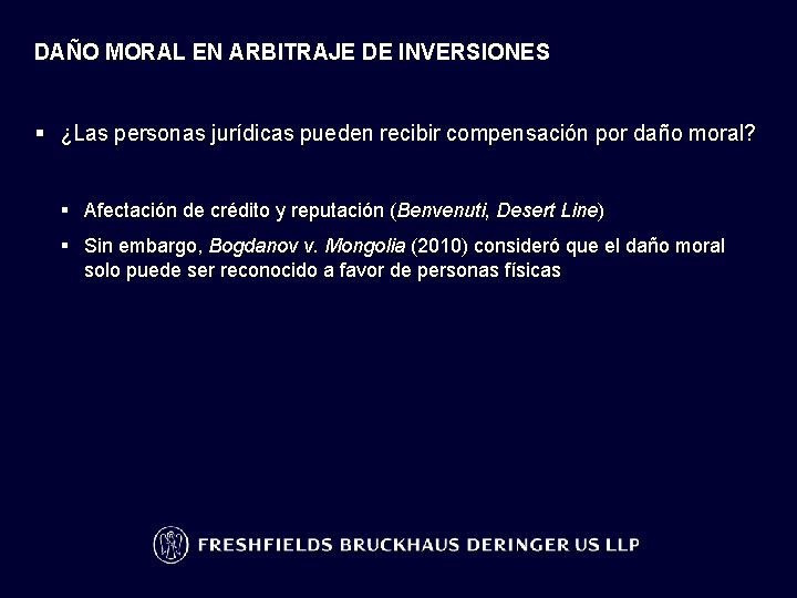 DAÑO MORAL EN ARBITRAJE DE INVERSIONES § ¿Las personas jurídicas pueden recibir compensación por
