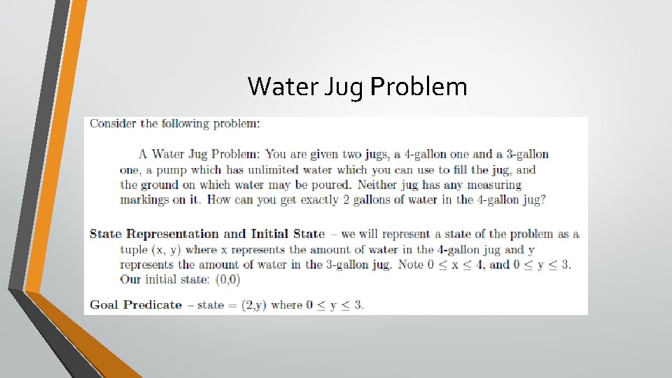 Water Jug Problem Water Jug Problem