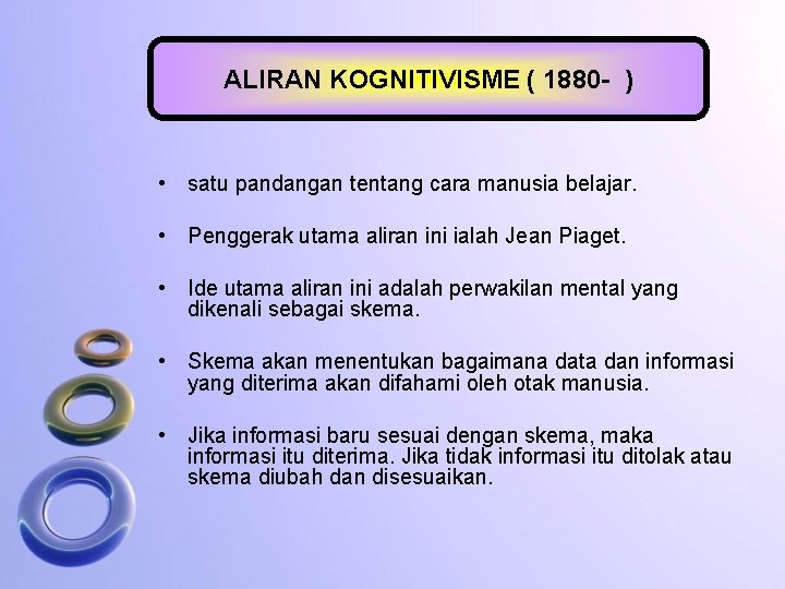 ALIRAN KOGNITIVISME ( 1880 - ) • satu pandangan tentang cara manusia belajar. •