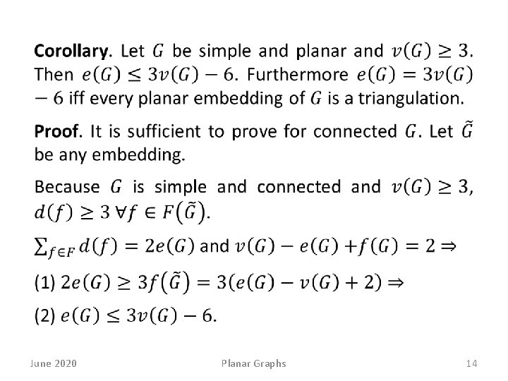  June 2020 Planar Graphs 14 