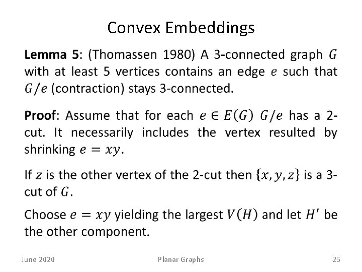 Convex Embeddings June 2020 Planar Graphs 25 