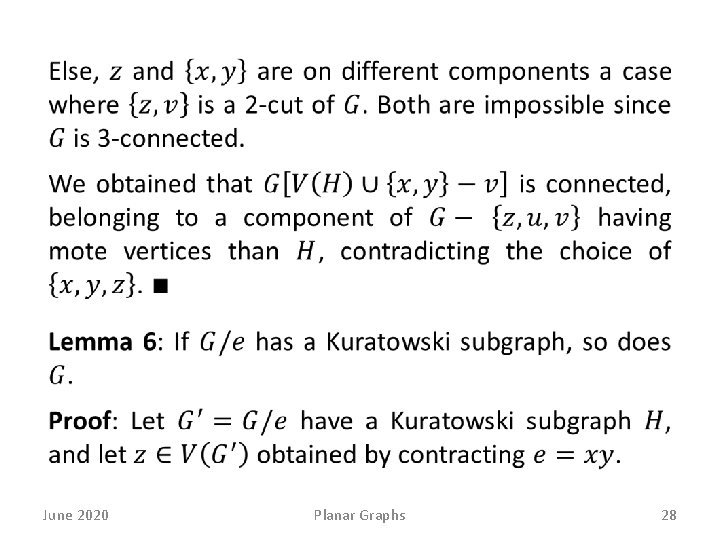  June 2020 Planar Graphs 28 