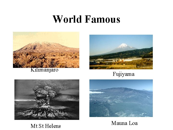 World Famous Kilimanjaro Fujiyama Mt St Helens Mauna Loa 