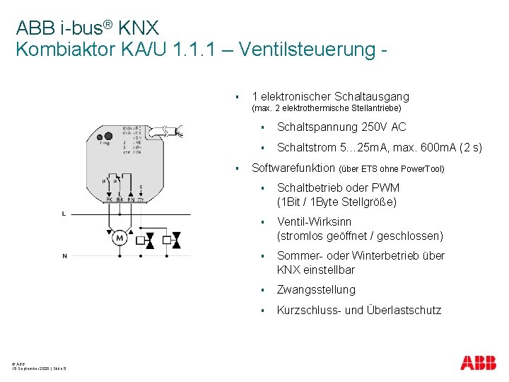 ABB i-bus® KNX Kombiaktor KA/U 1. 1. 1 – Ventilsteuerung § 1 elektronischer Schaltausgang