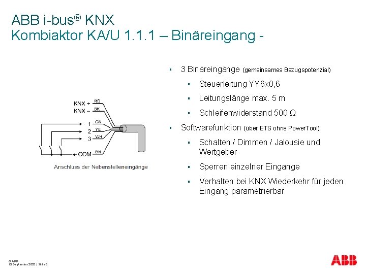 ABB i-bus® KNX Kombiaktor KA/U 1. 1. 1 – Binäreingang § § © ABB