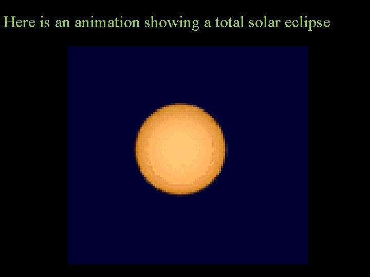 Here is an animation showing a total solar eclipse 