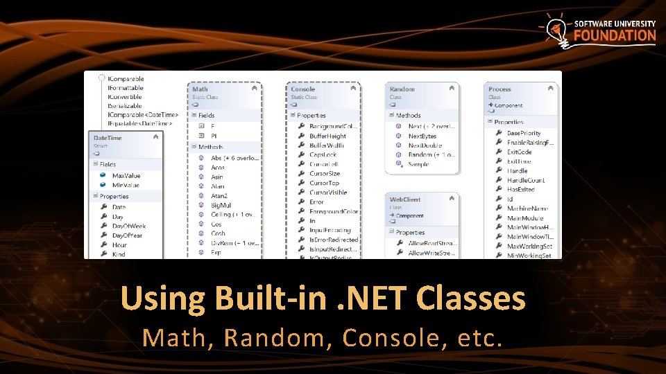 Using Built-in. NET Classes Math, Random, Console, etc. 