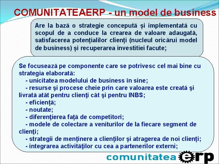 COMUNITATEAERP - un model de business Are la bază o strategie concepută și implementată COMUNITATEAERP - un model de business Are la bază o strategie concepută și implementată