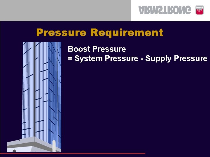 Pressure Requirement Boost Pressure = System Pressure - Supply Pressure 