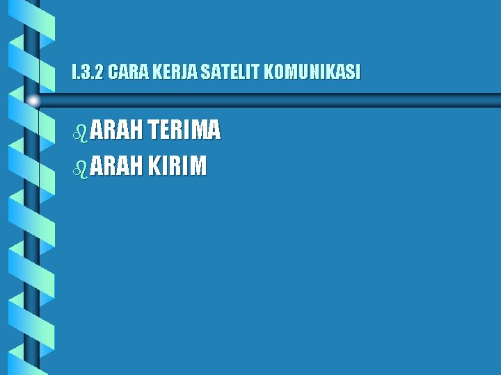 I. 3. 2 CARA KERJA SATELIT KOMUNIKASI b ARAH TERIMA b ARAH KIRIM 