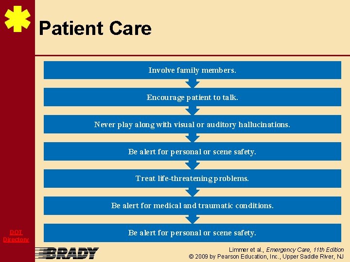 Patient Care Involve family members. Encourage patient to talk. Never play along with visual