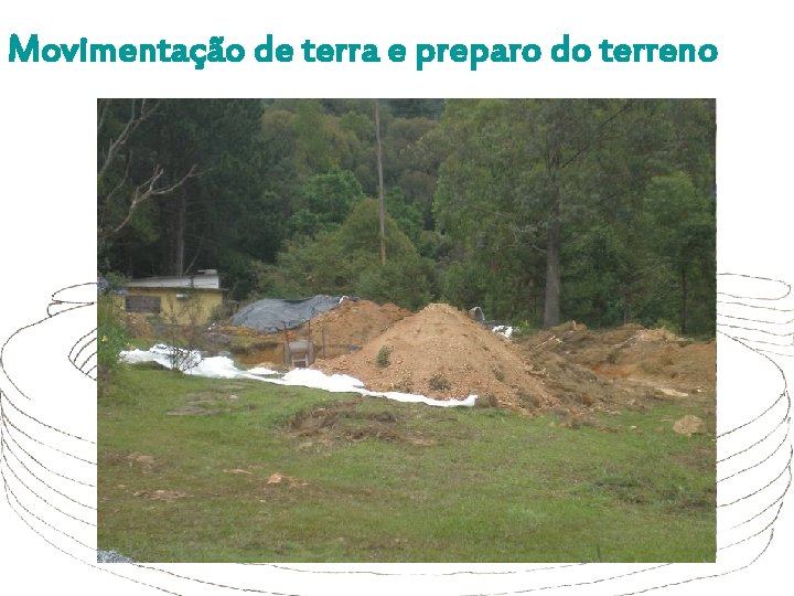 Movimentação de terra e preparo do terreno Marcação do perímetro Escavação do terreno 