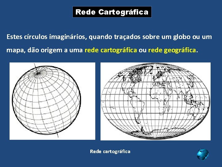 Rede Cartográfica Estes círculos imaginários, quando traçados sobre um globo ou um mapa, dão