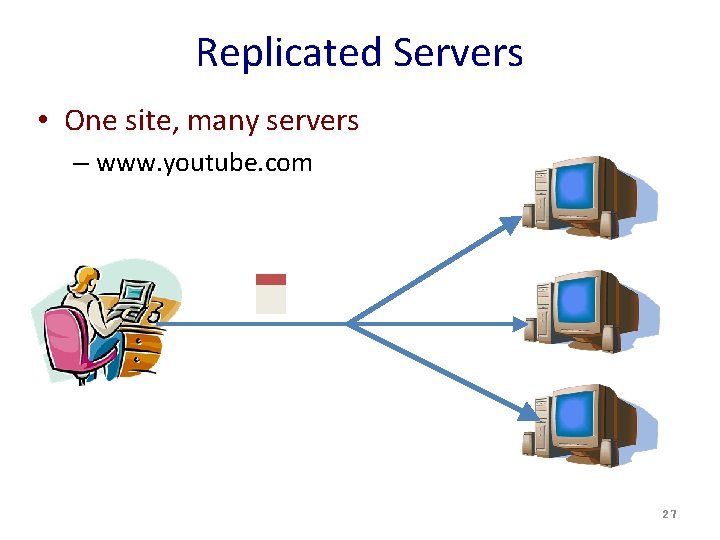 Replicated Servers • One site, many servers – www. youtube. com 27 