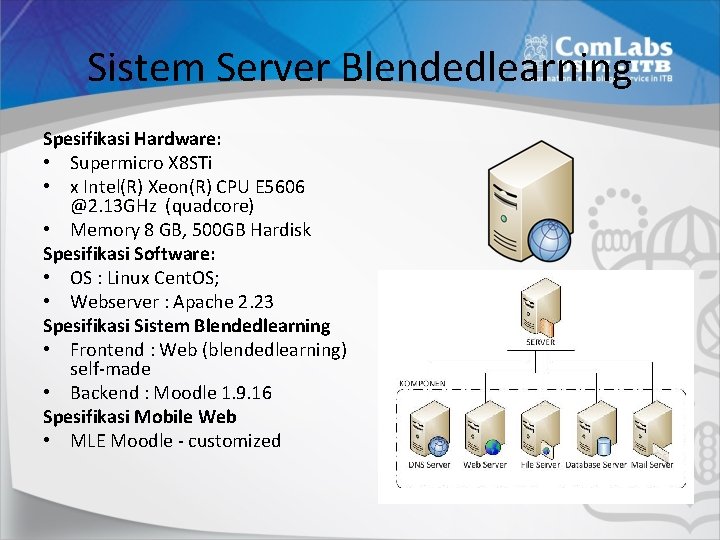 Sistem Server Blendedlearning Spesifikasi Hardware: • Supermicro X 8 STi • x Intel(R) Xeon(R)