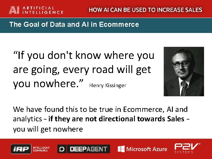 The Goal of Data and AI in Ecommerce “If you don't know where you