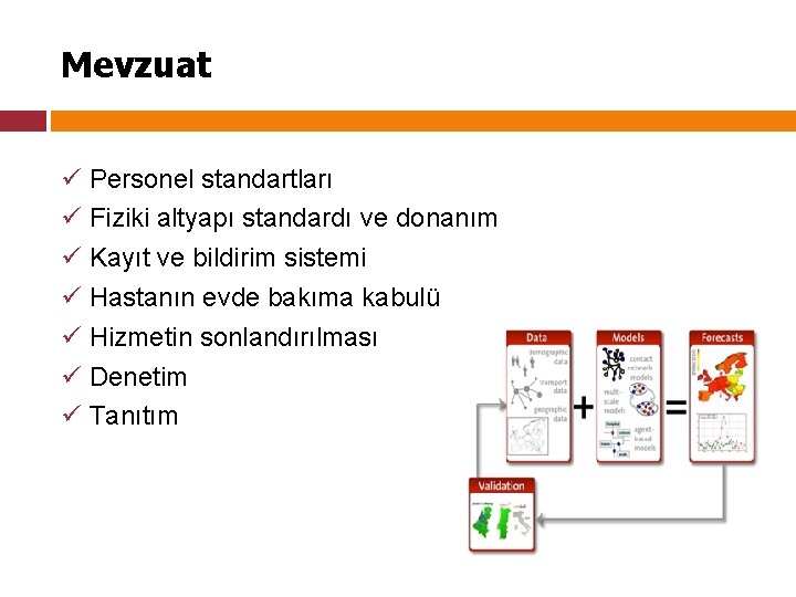 Mevzuat ü Personel standartları ü Fiziki altyapı standardı ve donanım ü Kayıt ve bildirim