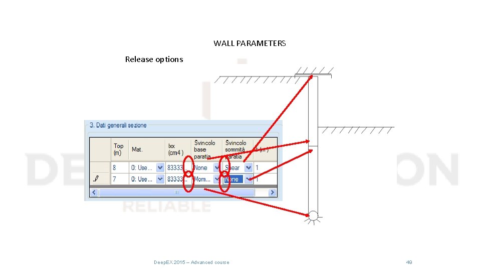 WALL PARAMETERS Release options Deep. EX 2015 – Advanced course 49 