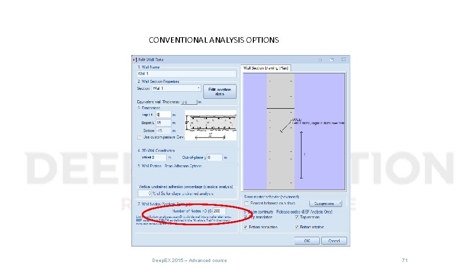 CONVENTIONAL ANALYSIS OPTIONS Deep. EX 2015 – Advanced course 71 