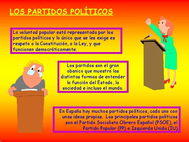 LOS PARTIDOS POLÍTICOS La voluntad popular está representada por los partidos políticos y lo