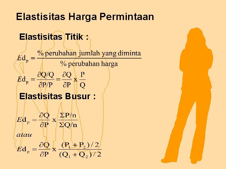 Elastisitas Harga Permintaan Elastisitas Titik : Elastisitas Busur : 