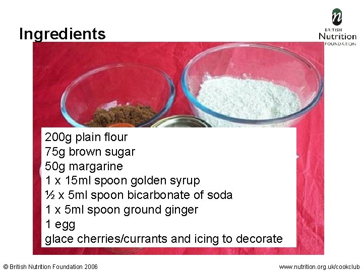 Ingredients 200 g plain flour 75 g brown sugar 50 g margarine 1 x