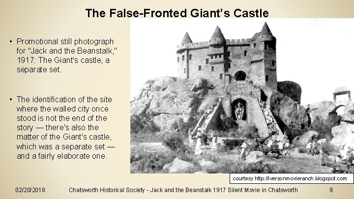 The False-Fronted Giant’s Castle • Promotional still photograph for "Jack and the Beanstalk, "