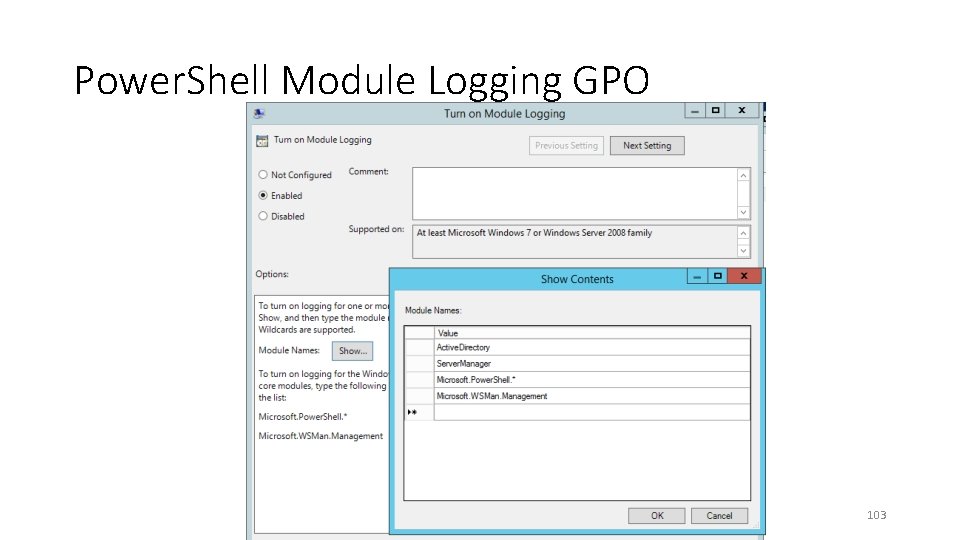 Power. Shell Module Logging GPO 103 