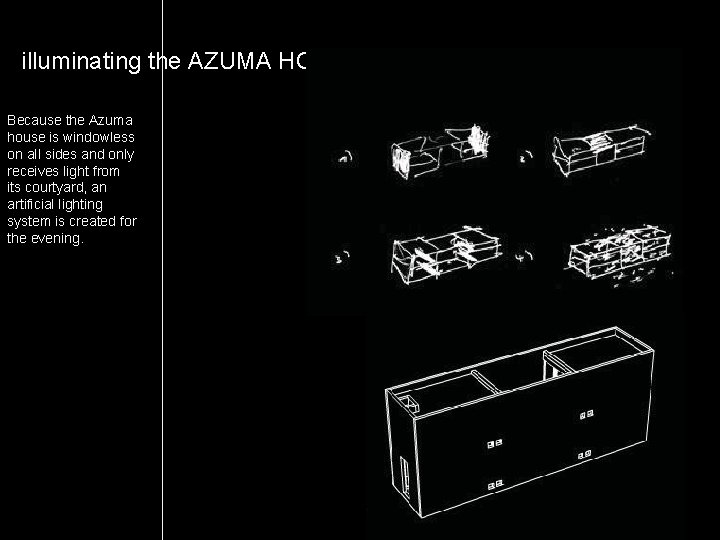 illuminating the AZUMA HOUSE Because the Azuma house is windowless on all sides and