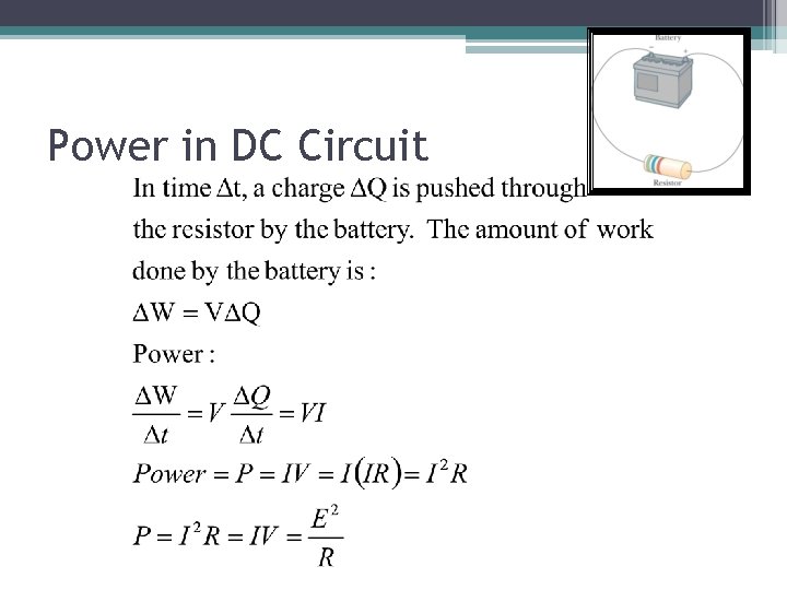 Power in DC Circuit 