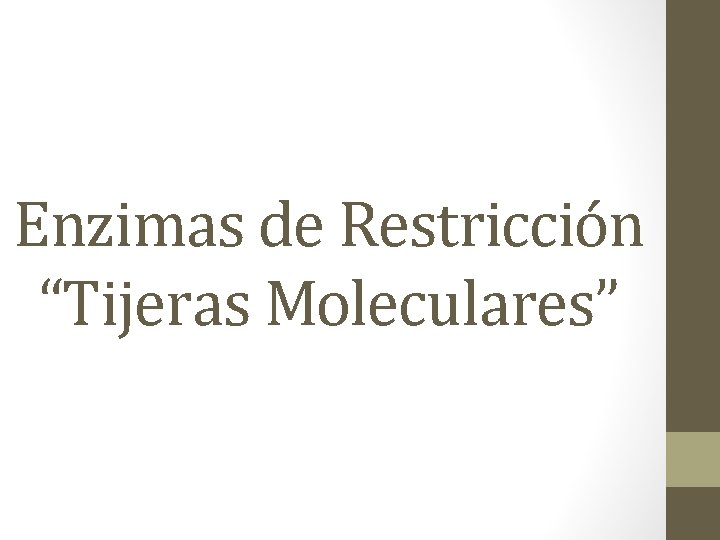 Enzimas de Restricción “Tijeras Moleculares” 