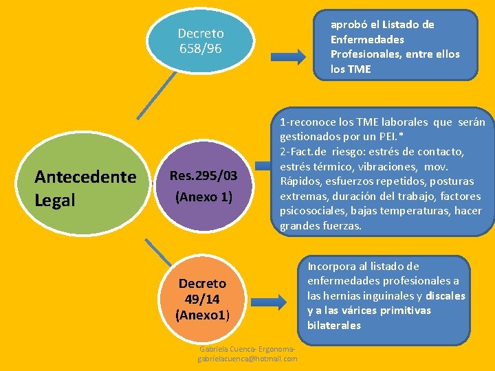 aprobó el Listado de Enfermedades Profesionales, entre ellos TME Decreto 658/96 Antecedente Legal Res.
