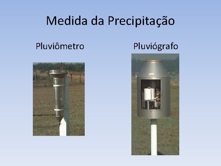 Medida da Precipitação Pluviômetro Pluviógrafo 