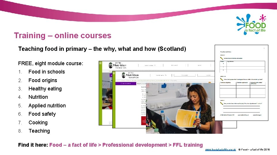 Training – online courses Teaching food in primary – the why, what and how