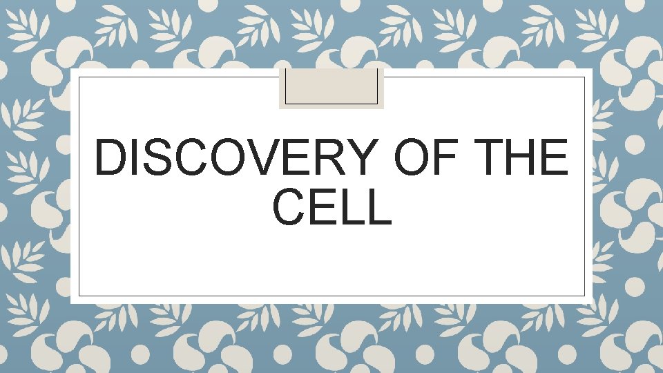DISCOVERY OF THE CELL 